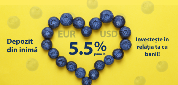 Depozite în valută la cele mai avantajoase condiții de 5,5% anual.